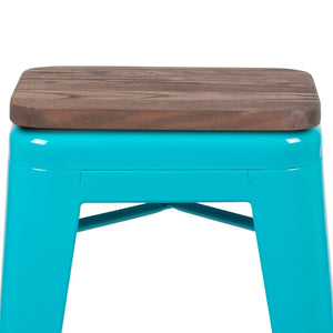 English Elm Cierra 24" High Metal Counter-Height Stools - Stylish Stackable Set of 4 for Modern Spaces Teal 24"H 4-ET-31320W-24-TL-R-GG