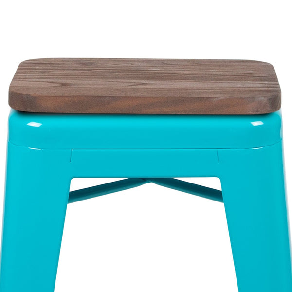 English Elm Cierra 24" High Metal Counter-Height Stools - Stylish Stackable Set of 4 for Modern Spaces Teal 24"H 4-ET-31320W-24-TL-R-GG