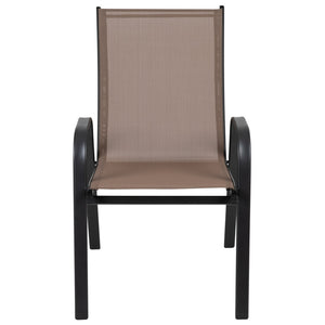 English Elm 4 Pack Brazos Series Outdoor Stack Chairs - Comfortable, Stylish, Durable Design for Any Space Brown 4-JJ-303C-B-GG