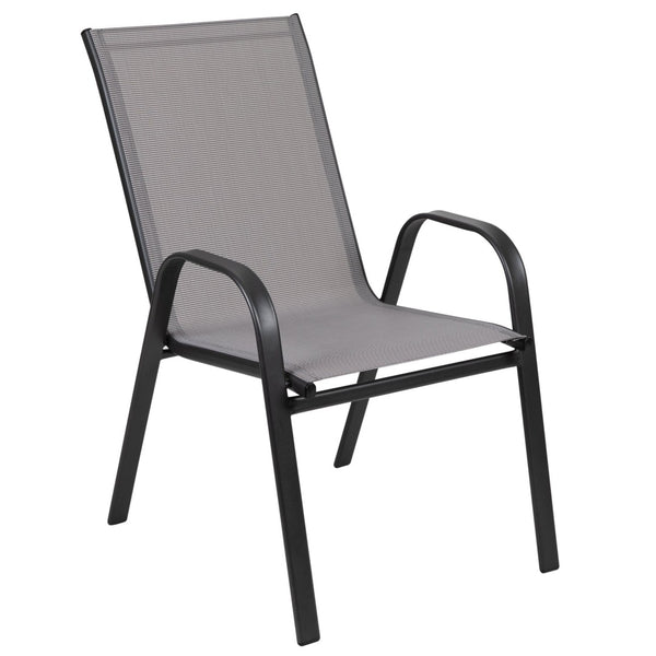 English Elm 4 Pack Brazos Series Outdoor Stack Chairs - Comfortable, Stylish, Durable Design for Any Space Gray 4-JJ-303C-G-GG