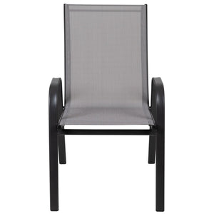 English Elm 4 Pack Brazos Series Outdoor Stack Chairs - Comfortable, Stylish, Durable Design for Any Space Gray 4-JJ-303C-G-GG