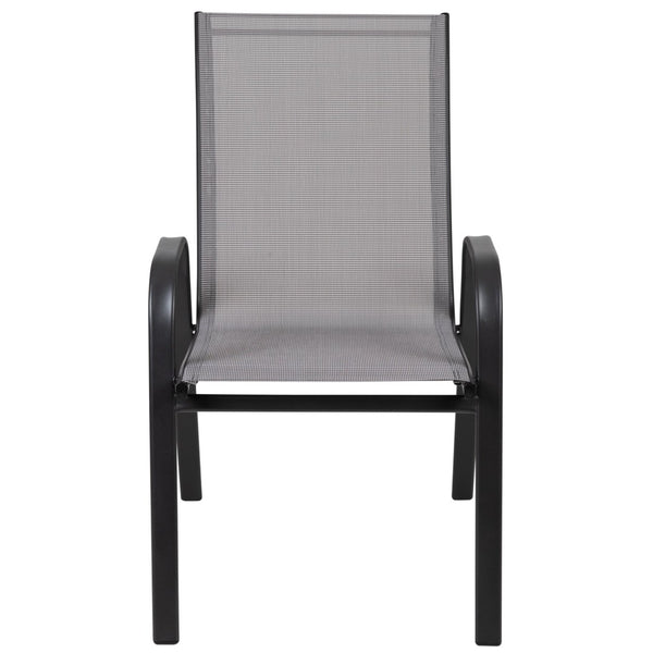 English Elm 4 Pack Brazos Series Outdoor Stack Chairs - Comfortable, Stylish, Durable Design for Any Space Gray 4-JJ-303C-G-GG