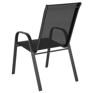 English Elm 4 Pack Brazos Series Outdoor Stack Chairs - Comfortable, Stylish, Durable Design for Any Space Black 4-JJ-303C-GG