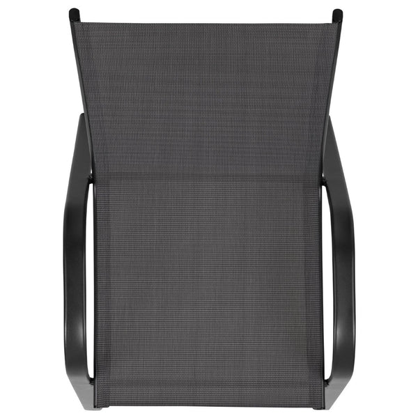 English Elm 4 Pack Brazos Series Outdoor Stack Chairs - Comfortable, Stylish, Durable Design for Any Space Black 4-JJ-303C-GG