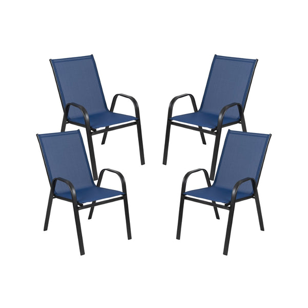 English Elm 4 Pack Brazos Series Outdoor Stack Chairs - Comfortable, Stylish, Durable Design for Any Space Navy 4-JJ-303C-NV-GG