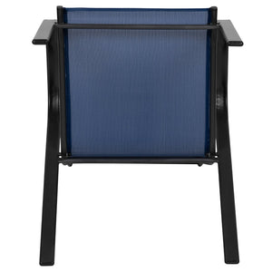 English Elm 4 Pack Brazos Series Outdoor Stack Chairs - Comfortable, Stylish, Durable Design for Any Space Navy 4-JJ-303C-NV-GG