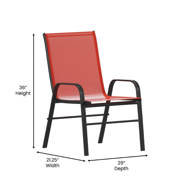 English Elm 4 Pack Brazos Series Outdoor Stack Chairs - Comfortable, Stylish, Durable Design for Any Space Red 4-JJ-303C-RD-GG