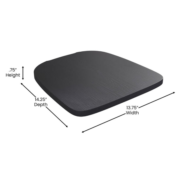 English Elm Perry Set of 4 All-Weather Poly Resin Seats for Metal Chairs, Easy Install and Maintenance Upgrade Black 4-JJ-SEA-PL01-BK-GG