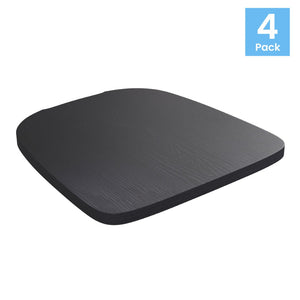 English Elm Perry Set of 4 All-Weather Poly Resin Seats for Metal Chairs, Easy Install and Maintenance Upgrade Black 4-JJ-SEA-PL01-BK-GG