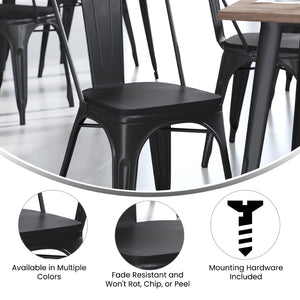 English Elm Perry Set of 4 All-Weather Poly Resin Seats for Metal Chairs, Easy Install and Maintenance Upgrade Black 4-JJ-SEA-PL01-BK-GG