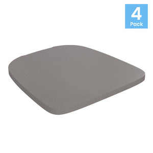 English Elm Perry Set of 4 All-Weather Poly Resin Seats for Metal Chairs, Easy Install and Maintenance Upgrade Gray 4-JJ-SEA-PL01-GY-GG