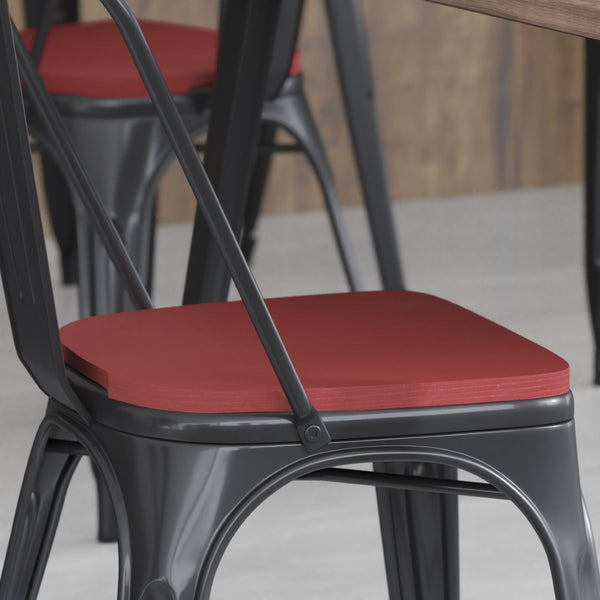 English Elm Perry Set of 4 All-Weather Poly Resin Seats for Metal Chairs, Easy Install and Maintenance Upgrade Red 4-JJ-SEA-PL01-RED-GG