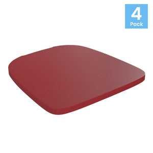 English Elm Perry Set of 4 All-Weather Poly Resin Seats for Metal Chairs, Easy Install and Maintenance Upgrade Red 4-JJ-SEA-PL01-RED-GG