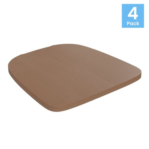 English Elm Perry Set of 4 All-Weather Poly Resin Seats for Metal Chairs, Easy Install and Maintenance Upgrade Teak 4-JJ-SEA-PL01-TEAK-GG