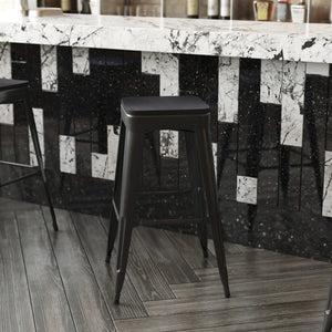 English Elm Perry Poly Resin Square Replacement Seats for Stylish Metal Barstools in All-Weather Durability Black 4-JJ-SEA-PL02-BK-GG