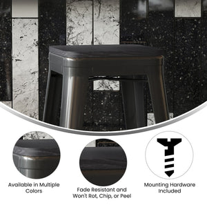 English Elm Perry Poly Resin Square Replacement Seats for Stylish Metal Barstools in All-Weather Durability Black 4-JJ-SEA-PL02-BK-GG