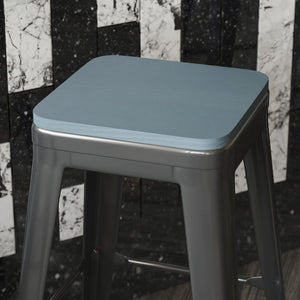 English Elm Perry Poly Resin Square Replacement Seats for Stylish Metal Barstools in All-Weather Durability Teal-Blue 4-JJ-SEA-PL02-CB-GG