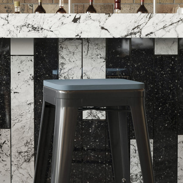 English Elm Perry Poly Resin Square Replacement Seats for Stylish Metal Barstools in All-Weather Durability Teal-Blue 4-JJ-SEA-PL02-CB-GG