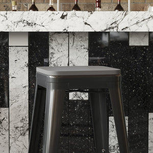 English Elm Perry Poly Resin Square Replacement Seats for Stylish Metal Barstools in All-Weather Durability Gray 4-JJ-SEA-PL02-GY-GG