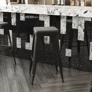 English Elm Perry Poly Resin Square Replacement Seats for Stylish Metal Barstools in All-Weather Durability Gray 4-JJ-SEA-PL02-GY-GG