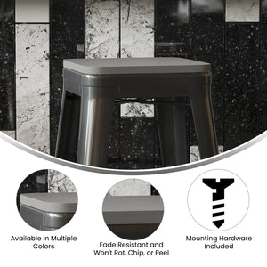 English Elm Perry Poly Resin Square Replacement Seats for Stylish Metal Barstools in All-Weather Durability Gray 4-JJ-SEA-PL02-GY-GG