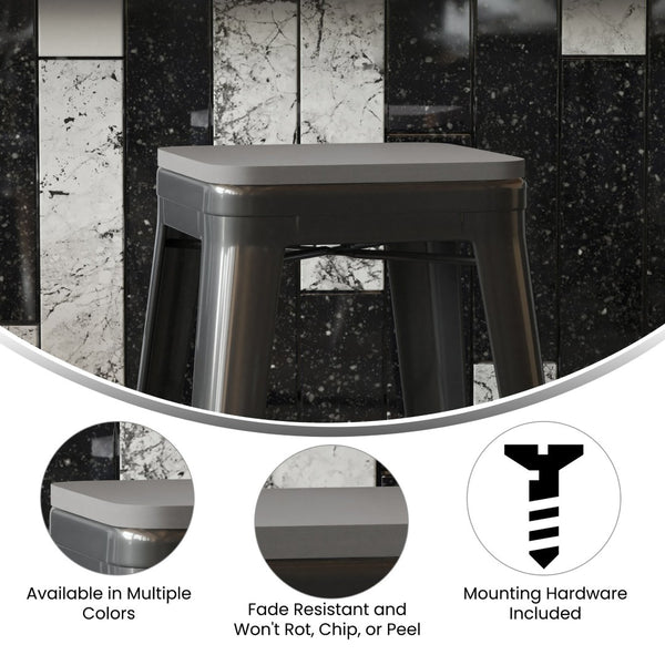 English Elm Perry Poly Resin Square Replacement Seats for Stylish Metal Barstools in All-Weather Durability Gray 4-JJ-SEA-PL02-GY-GG