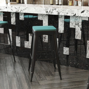 English Elm Perry Poly Resin Square Replacement Seats for Stylish Metal Barstools in All-Weather Durability Mint 4-JJ-SEA-PL02-MINT-GG