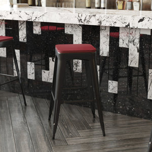 English Elm Perry Poly Resin Square Replacement Seats for Stylish Metal Barstools in All-Weather Durability Red 4-JJ-SEA-PL02-RED-GG