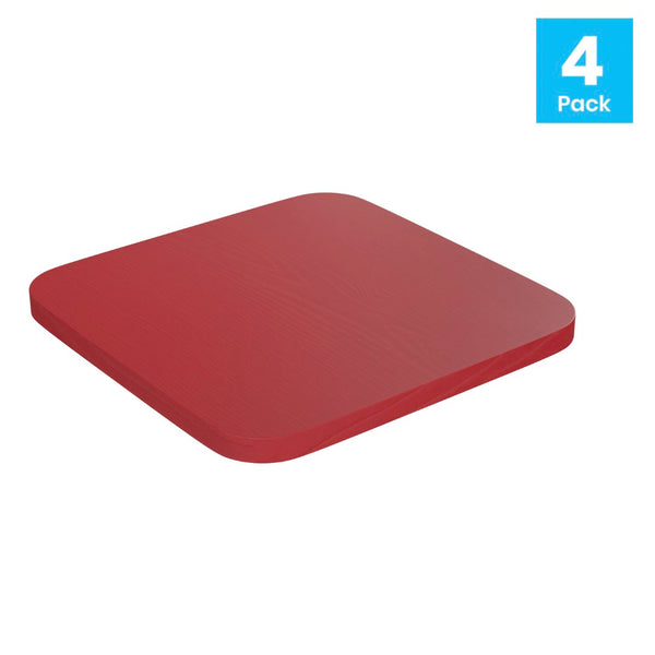 English Elm Perry Poly Resin Square Replacement Seats for Stylish Metal Barstools in All-Weather Durability Red 4-JJ-SEA-PL02-RED-GG