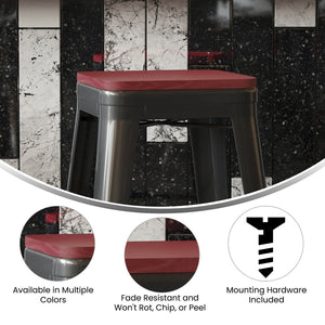 English Elm Perry Poly Resin Square Replacement Seats for Stylish Metal Barstools in All-Weather Durability Red 4-JJ-SEA-PL02-RED-GG