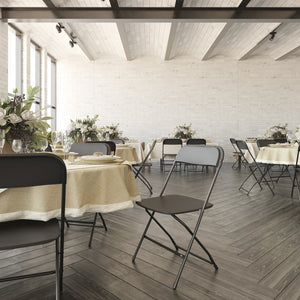 English Elm Hercules Big and Tall Commercial Folding Chair 4-Pack - Heavy-Duty, Extra-Wide, Easy-Clean Seating Black 4-LE-L-3-W-BK-GG