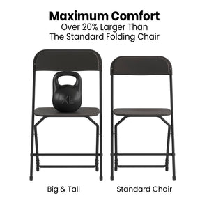 English Elm Hercules Big and Tall Commercial Folding Chair 4-Pack - Heavy-Duty, Extra-Wide, Easy-Clean Seating Black 4-LE-L-3-W-BK-GG