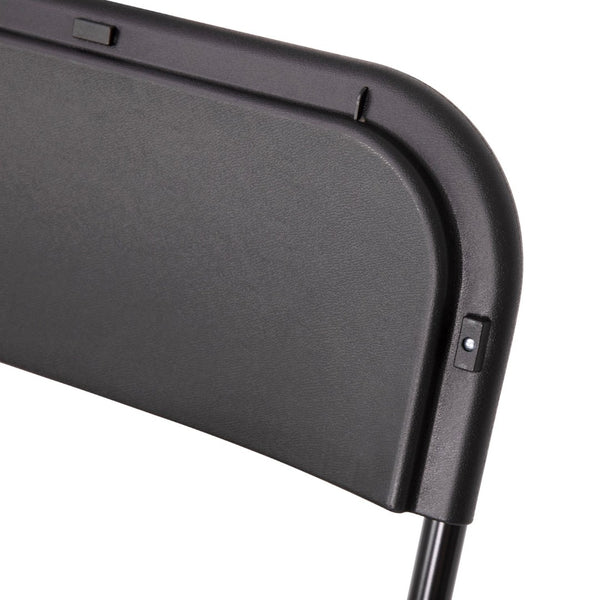 English Elm Hercules Big and Tall Commercial Folding Chair 4-Pack - Heavy-Duty, Extra-Wide, Easy-Clean Seating Black 4-LE-L-3-W-BK-GG