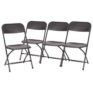 English Elm Hercules Big and Tall Commercial Folding Chair 4-Pack - Heavy-Duty, Extra-Wide, Easy-Clean Seating Black 4-LE-L-3-W-BK-GG