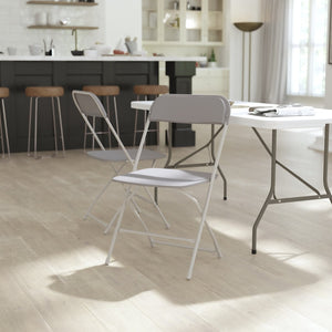 English Elm Hercules Big and Tall Commercial Folding Chair 4-Pack - Heavy-Duty, Extra-Wide, Easy-Clean Seating Gray 4-LE-L-3-W-GY-GG