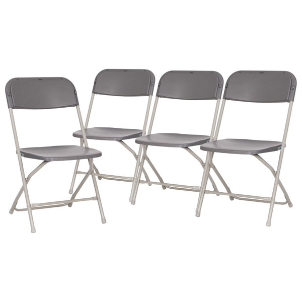 English Elm Hercules Big and Tall Commercial Folding Chair 4-Pack - Heavy-Duty, Extra-Wide, Easy-Clean Seating Gray 4-LE-L-3-W-GY-GG