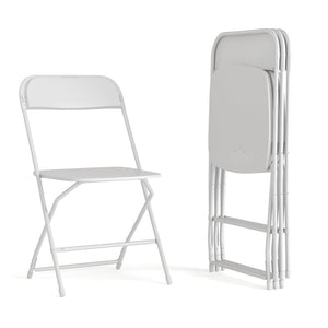 English Elm Hercules Big and Tall Commercial Folding Chair 4-Pack - Heavy-Duty, Extra-Wide, Easy-Clean Seating White 4-LE-L-3-W-WH-GG