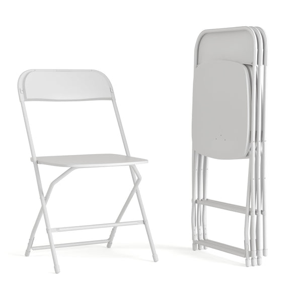 English Elm Hercules Big and Tall Commercial Folding Chair 4-Pack - Heavy-Duty, Extra-Wide, Easy-Clean Seating White 4-LE-L-3-W-WH-GG
