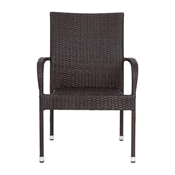 English Elm Maxim Set of 4 Stackable Wicker Dining Chairs with Lumbar Support - Durable Weather-Resistant Design Espresso 4-TW-3WBE073-ESP-GG