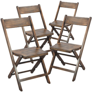 English Elm Natalie Commercial Wooden Folding Chair - Antique Black Beechwood, No Assembly, Durable & Stylish 4-WFC-SLAT-AB-GG