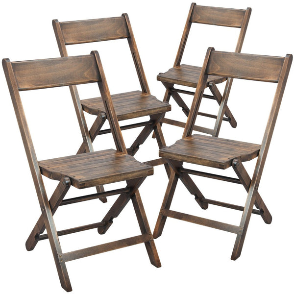 English Elm Natalie Commercial Wooden Folding Chair - Antique Black Beechwood, No Assembly, Durable & Stylish 4-WFC-SLAT-AB-GG