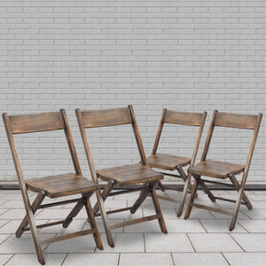 English Elm Natalie Commercial Wooden Folding Chair - Antique Black Beechwood, No Assembly, Durable & Stylish 4-WFC-SLAT-AB-GG