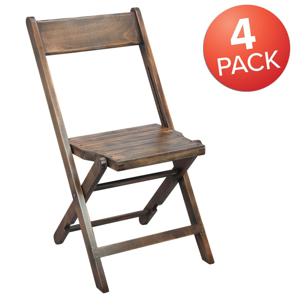 English Elm Natalie Commercial Wooden Folding Chair - Antique Black Beechwood, No Assembly, Durable & Stylish 4-WFC-SLAT-AB-GG