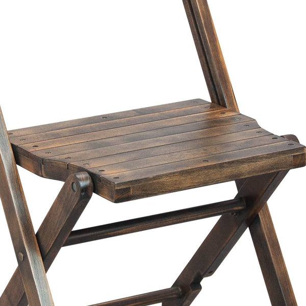 English Elm Natalie Commercial Wooden Folding Chair - Antique Black Beechwood, No Assembly, Durable & Stylish 4-WFC-SLAT-AB-GG