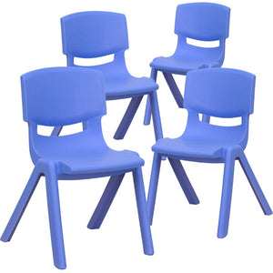 English Elm Whitney 4 Pack Stackable Plastic School Chairs for Kids – Durable, Lightweight, Easy to Clean Seating Blue 4-YU-YCX4-001-BLUE-GG