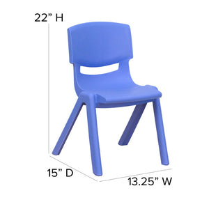 English Elm Whitney 4 Pack Stackable Plastic School Chairs for Kids – Durable, Lightweight, Easy to Clean Seating Blue 4-YU-YCX4-001-BLUE-GG
