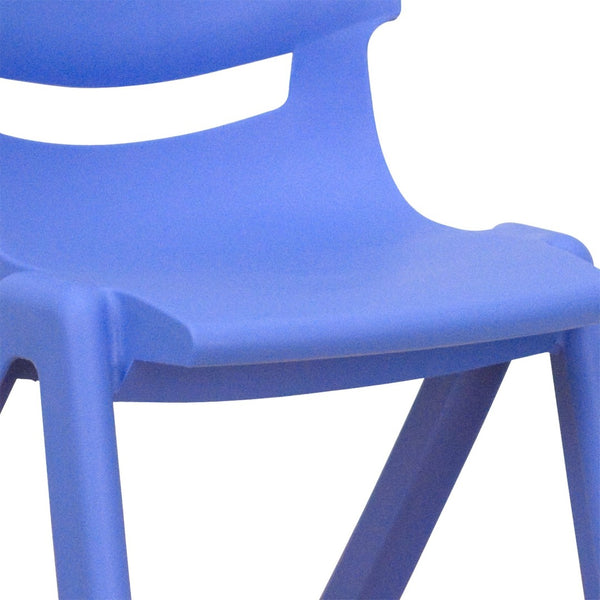 English Elm Whitney 4 Pack Stackable Plastic School Chairs for Kids – Durable, Lightweight, Easy to Clean Seating Blue 4-YU-YCX4-001-BLUE-GG