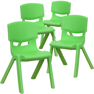 English Elm Whitney 4 Pack Stackable Plastic School Chairs for Kids – Durable, Lightweight, Easy to Clean Seating Green 4-YU-YCX4-001-GREEN-GG