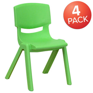 English Elm Whitney 4 Pack Stackable Plastic School Chairs for Kids – Durable, Lightweight, Easy to Clean Seating Green 4-YU-YCX4-001-GREEN-GG