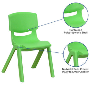 English Elm Whitney 4 Pack Stackable Plastic School Chairs for Kids – Durable, Lightweight, Easy to Clean Seating Green 4-YU-YCX4-001-GREEN-GG